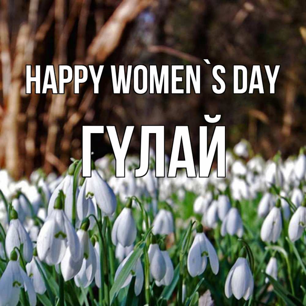 Greetings card с именем, ГҮЛАЙ happy women`s day с подснежниками 1 Greetings with text for free download 